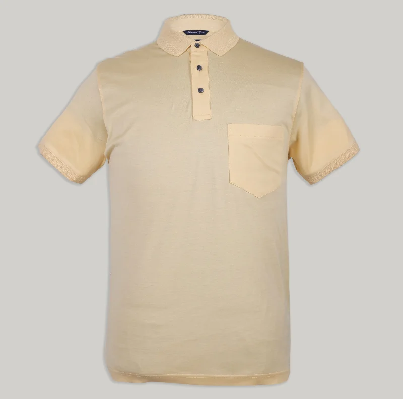 Men's luxury cashmere blend polo shirts in solid colorsMaize