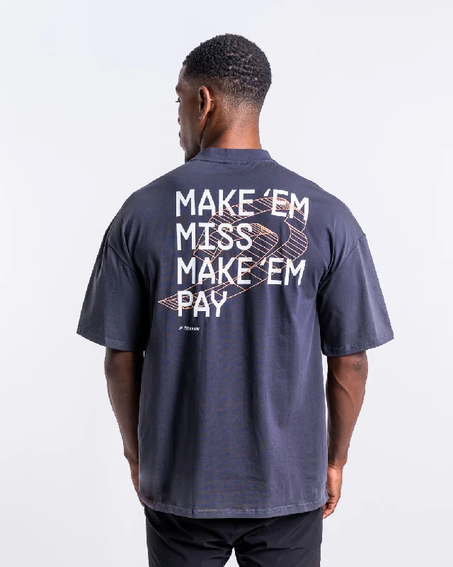 Men's mock - neck t - shirts with a modern and sleek styleMake 'Em Miss Oversized T-Shirt - Charcoal Men's mock - neck t - shirts with a modern and sleek styleMake 'Em Miss Oversized T-Shirt - Charcoal