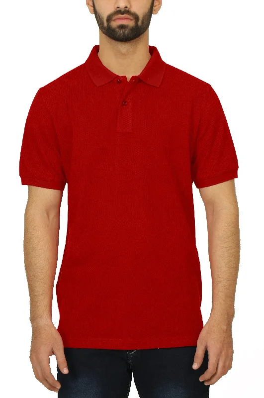 Men's luxury cashmere blend polo shirts in solid colorsMARS RED
