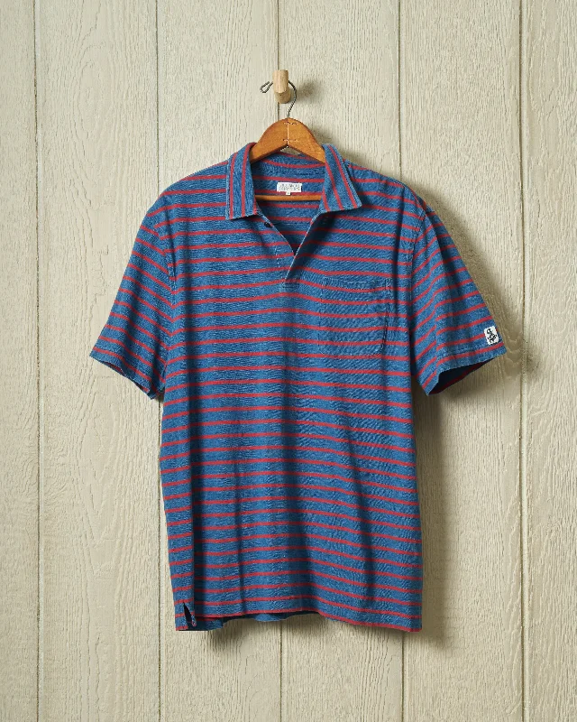 Men's lightweight performance polo shirts for tennis matchesIndigo Polo in 3/4" Red/Navy Stripe Men's lightweight performance polo shirts for tennis matchesIndigo Polo in 3/4" Red/Navy Stripe