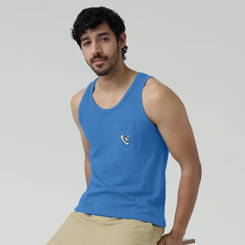 Men's plus - size pocket t - shirts with a classic lookRenew Combed Cotton Tank Tops French Blue Men's plus - size pocket t - shirts with a classic lookRenew Combed Cotton Tank Tops French Blue
