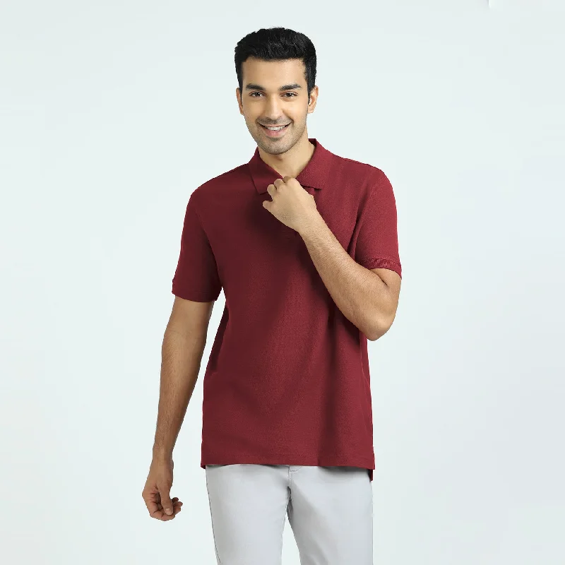 Men's polo t - shirts with a contrast collar for a preppy lookElement Combed Cotton Polo T-shirts Bold Burgundy Men's polo t - shirts with a contrast collar for a preppy lookElement Combed Cotton Polo T-shirts Bold Burgundy