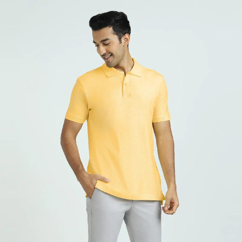 Men's mock - neck t - shirts with a modern and sleek styleElement Combed Cotton Polo T-shirts Butter Yellow Men's mock - neck t - shirts with a modern and sleek styleElement Combed Cotton Polo T-shirts Butter Yellow