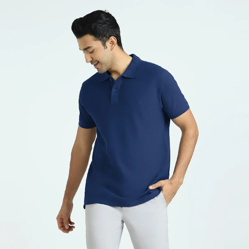 Men's button - front t - shirts with a unique artistic printElement Combed Cotton Polo T-shirts Midnight Blue Men's button - front t - shirts with a unique artistic printElement Combed Cotton Polo T-shirts Midnight Blue