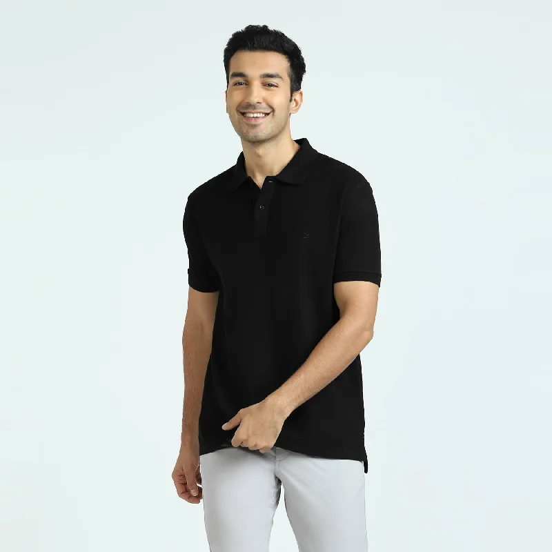Men's moisture - wicking athletic t - shirts for intense workoutsElement Combed Cotton Polo T-shirts Pitch Black Men's moisture - wicking athletic t - shirts for intense workoutsElement Combed Cotton Polo T-shirts Pitch Black
