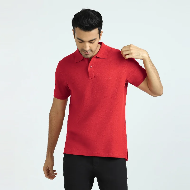 Men's smart - casual checkered t - shirts for semi - formal occasionsElement Combed Cotton Polo T-shirts Rio Red