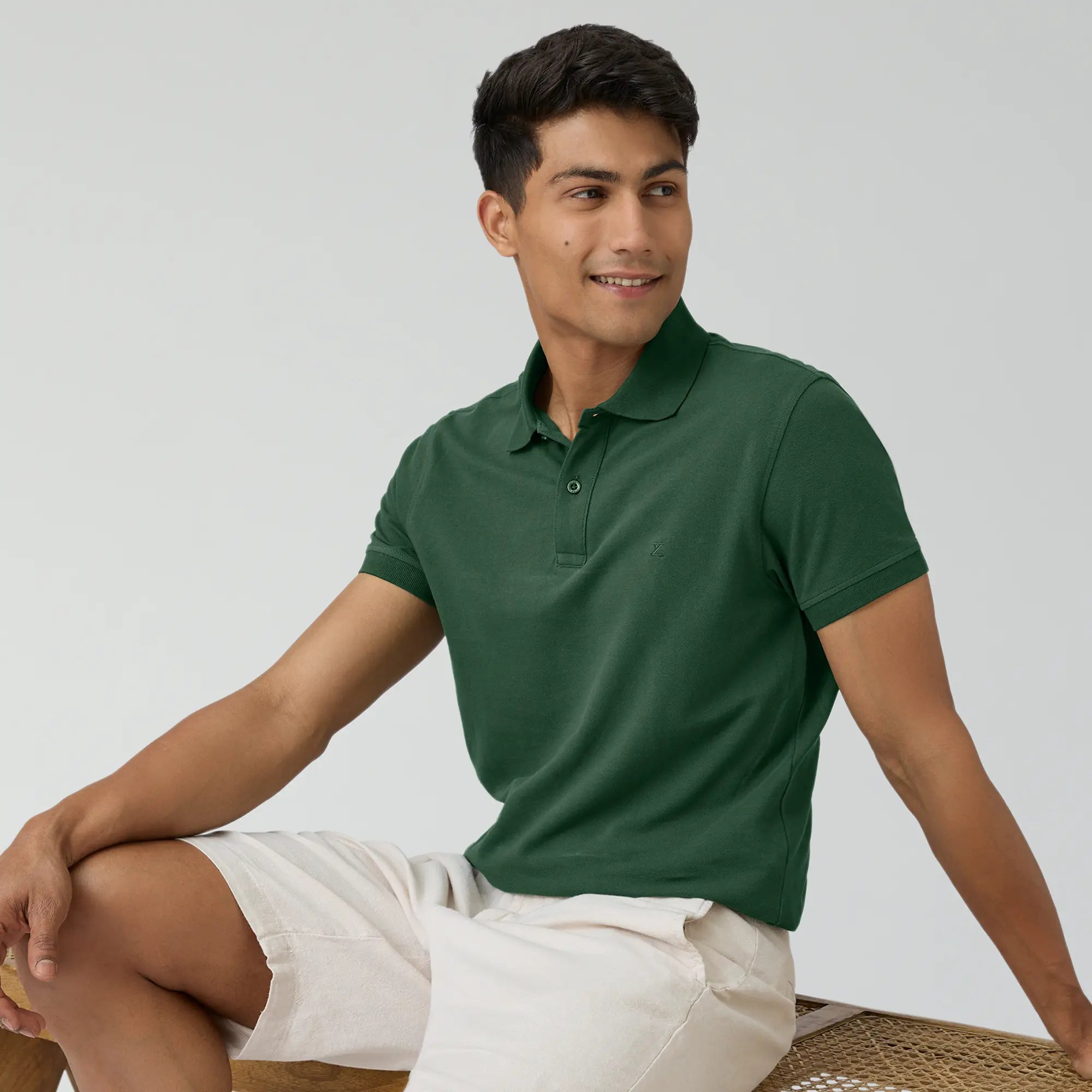 Men's v - neck muscle t - shirts for a body - building aestheticNova Combed Cotton Polo T-shirts Basil Green