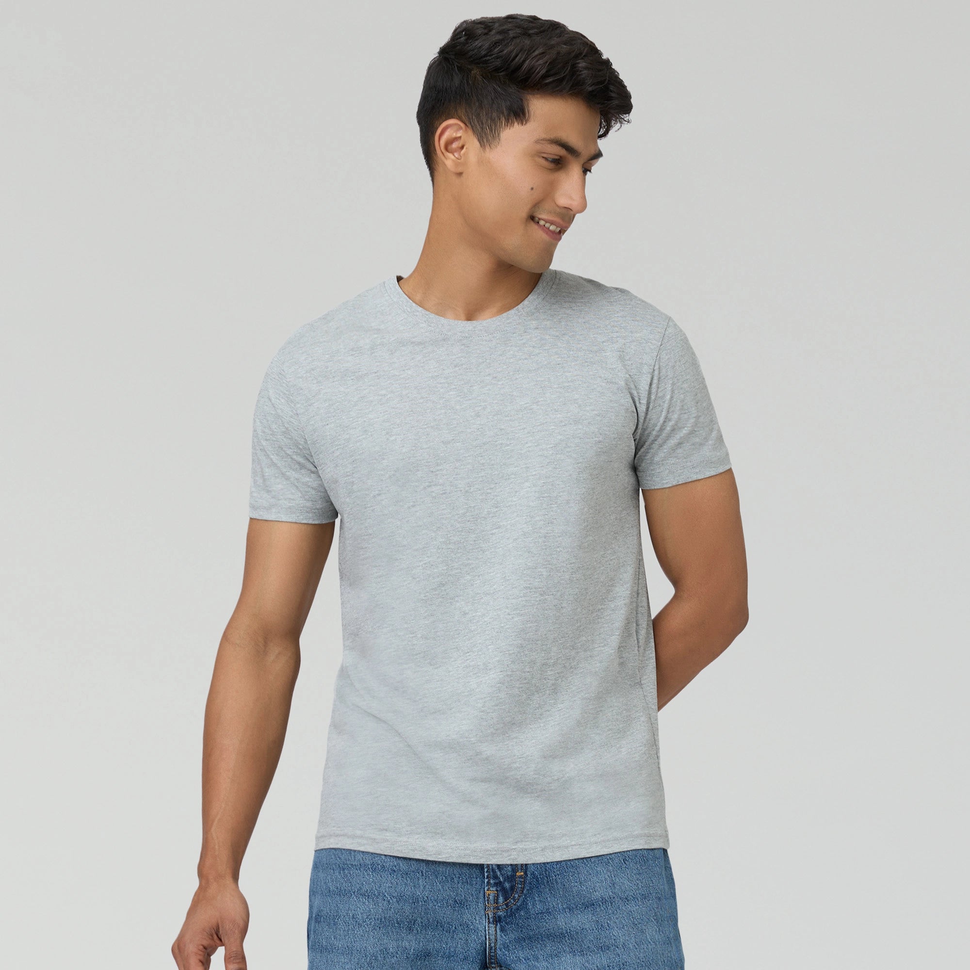 Men's antimicrobial t - shirts for odor - free freshness during travelPace Combed Cotton T-shirts Frost Grey