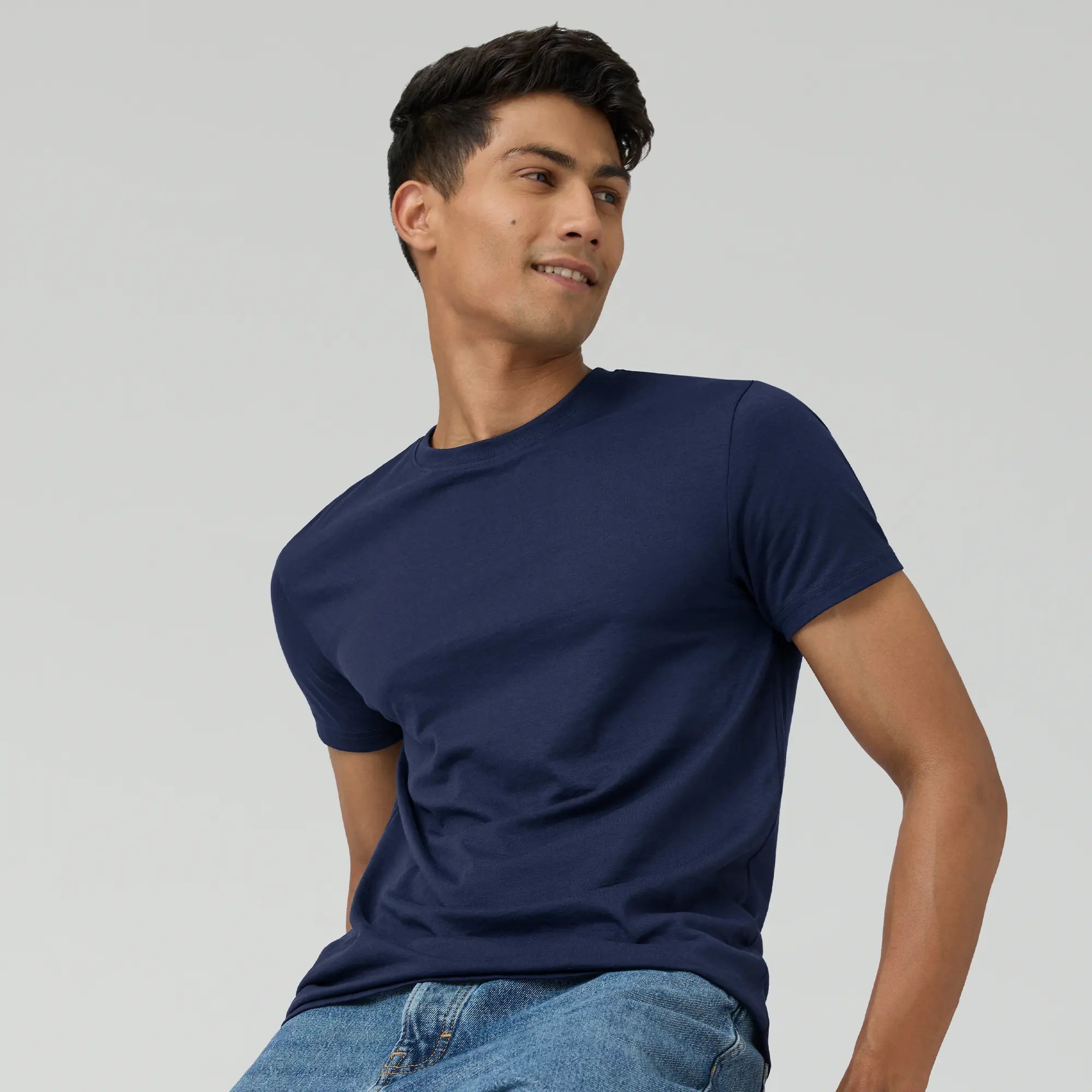 Men's mock - neck t - shirts with a modern and sleek stylePace Combed Cotton T-shirts Midnight Blue Men's mock - neck t - shirts with a modern and sleek stylePace Combed Cotton T-shirts Midnight Blue