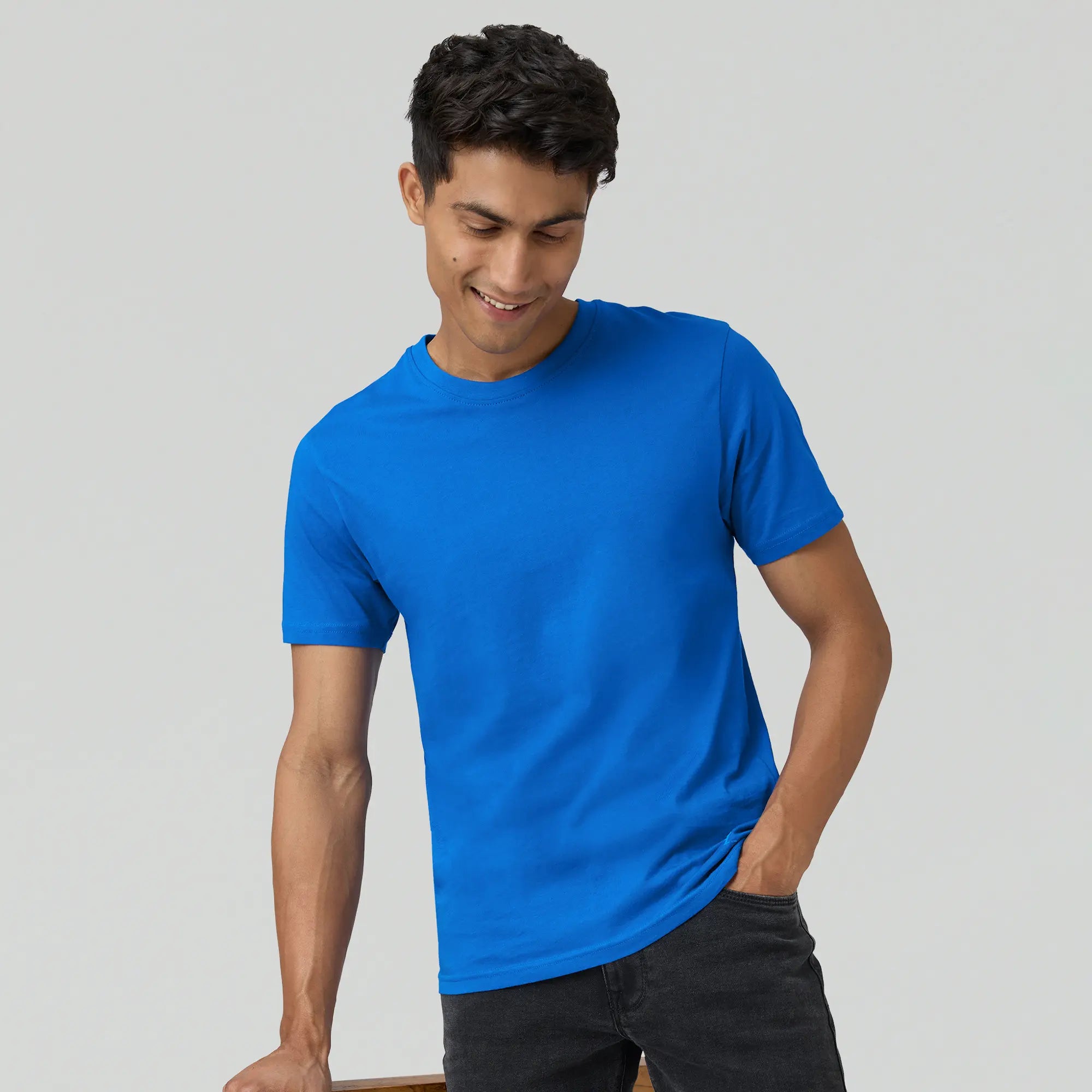 Men's moisture - wicking athletic t - shirts for intense workoutsPace Combed Cotton T-shirts Olympic Blue Men's moisture - wicking athletic t - shirts for intense workoutsPace Combed Cotton T-shirts Olympic Blue
