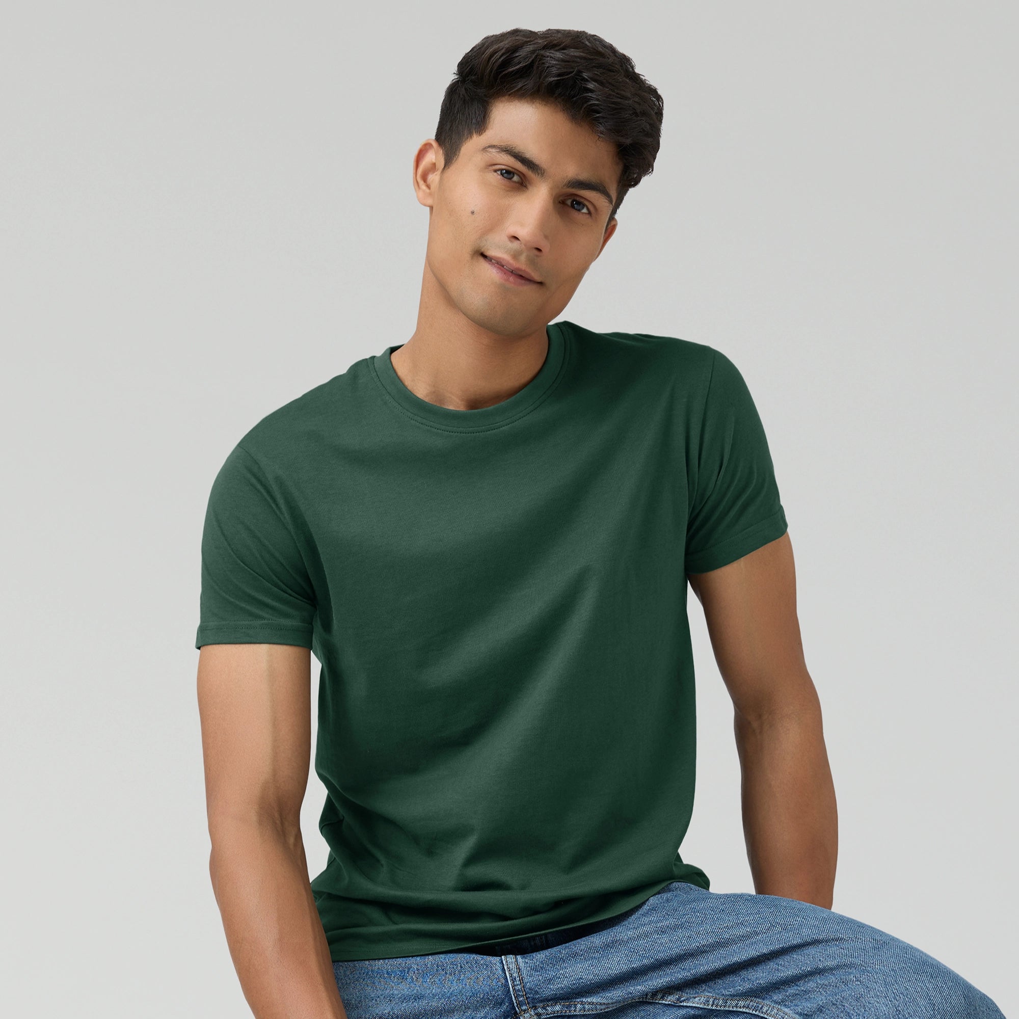 Men's mock - neck t - shirts with a modern and sleek stylePace Combed Cotton T-shirts Pine Green Men's mock - neck t - shirts with a modern and sleek stylePace Combed Cotton T-shirts Pine Green