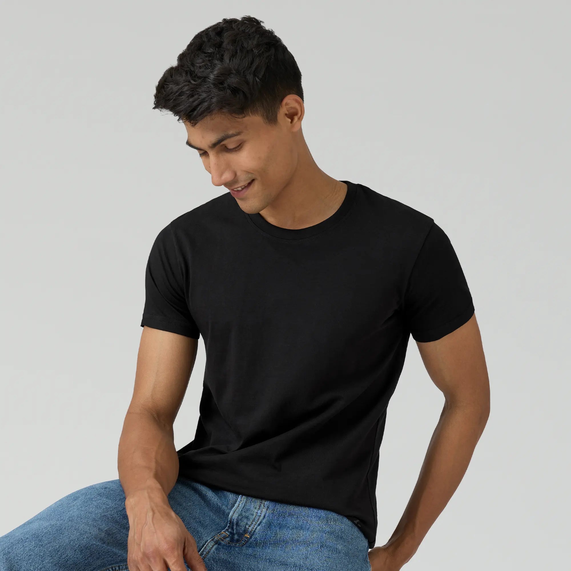 Men's antimicrobial t - shirts for odor - free freshness during travelPace Combed Cotton T-shirts Pitch Black Men's antimicrobial t - shirts for odor - free freshness during travelPace Combed Cotton T-shirts Pitch Black
