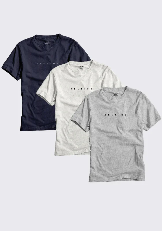 Men's luxury cashmere blend polo shirts in solid colorsMen's Pack of 3 T-Shirts - BLACK | A.WHITE | GREY HEATHER Men's luxury cashmere blend polo shirts in solid colorsMen's Pack of 3 T-Shirts - BLACK | A.WHITE | GREY HEATHER