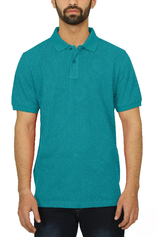 Men's stretchable athletic polo shirts for fitness workoutsMOSAIC BLUE