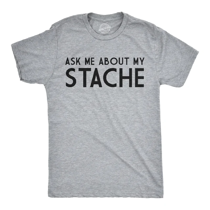 Men's short - sleeve linen t - shirts for summer beach outingsAsk Me About My Mustache Flip Men's T Shirt Men's short - sleeve linen t - shirts for summer beach outingsAsk Me About My Mustache Flip Men's T Shirt