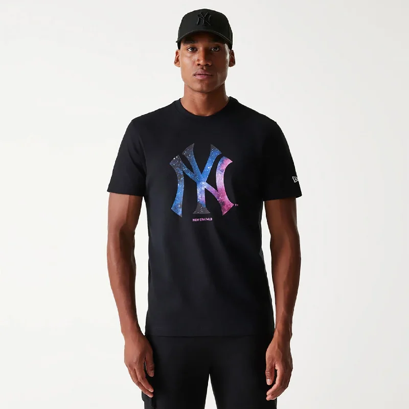 Men's button - front t - shirts with a unique artistic printNew York Yankees Cosmic Space Black T-Shirt Men's button - front t - shirts with a unique artistic printNew York Yankees Cosmic Space Black T-Shirt