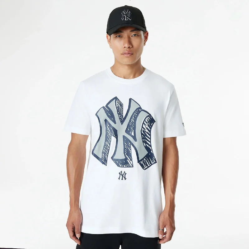 Men's plus - size pocket t - shirts with a classic lookNew York Yankees Official Doodles White T-Shirt Men's plus - size pocket t - shirts with a classic lookNew York Yankees Official Doodles White T-Shirt