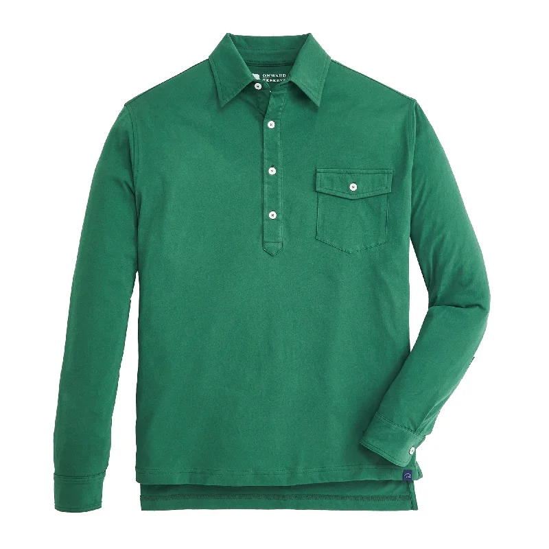 Men's long sleeve classic fit polo shirts with embroidered logosOld School Long Sleeve Polo - Posy Green Men's long sleeve classic fit polo shirts with embroidered logosOld School Long Sleeve Polo - Posy Green