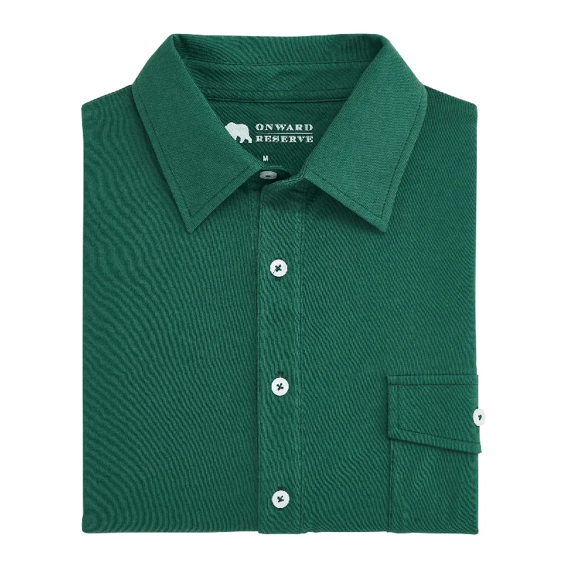 Men's ribbed cuffs and hem polo shirts for a textured lookOld School Polo - Posy Green Men's ribbed cuffs and hem polo shirts for a textured lookOld School Polo - Posy Green