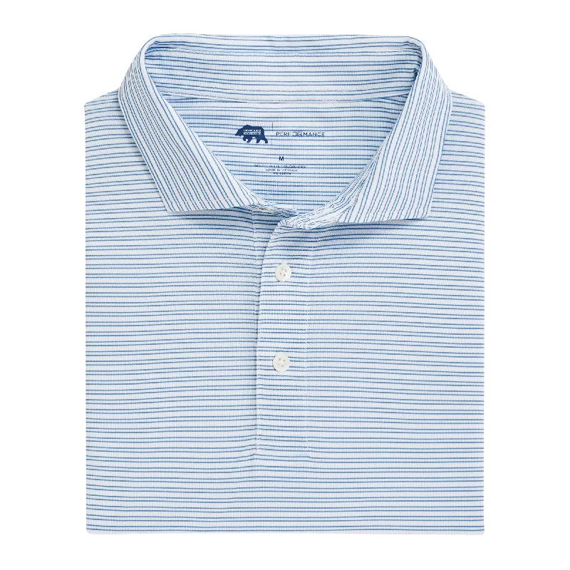 Men's plus size golf polo shirts in moisture wicking fabricPairing Stripe Performance Pique Polo - Lichen Blue Men's plus size golf polo shirts in moisture wicking fabricPairing Stripe Performance Pique Polo - Lichen Blue
