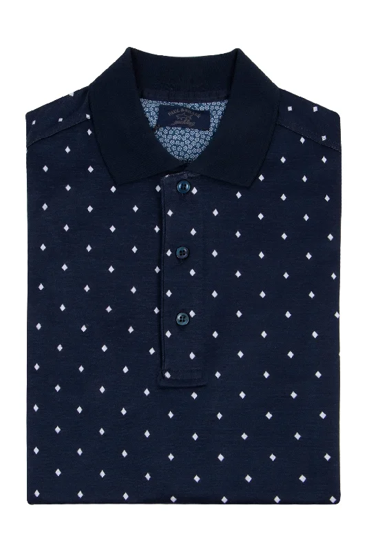 Men's jacquard woven polo shirts with intricate designsPaul and Shark Jacquard Diamond Navy Polo Men's jacquard woven polo shirts with intricate designsPaul and Shark Jacquard Diamond Navy Polo