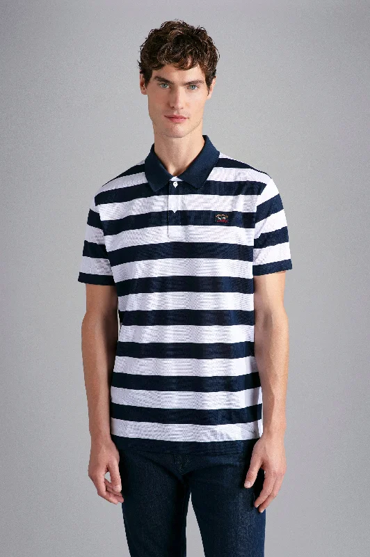 Men's jacquard woven polo shirts with intricate designsPaul & Shark Pique Cotton SS Polo Stripe Men's jacquard woven polo shirts with intricate designsPaul & Shark Pique Cotton SS Polo Stripe