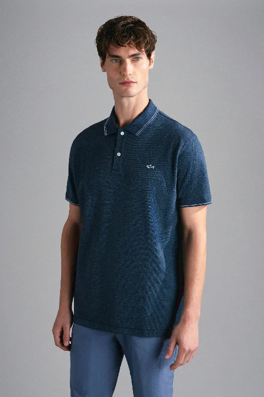 Men's formal - style silk blend polo shirts for special occasionsPaul & Shark Pique Cotton SS Polo Denim/Cream Men's formal - style silk blend polo shirts for special occasionsPaul & Shark Pique Cotton SS Polo Denim/Cream