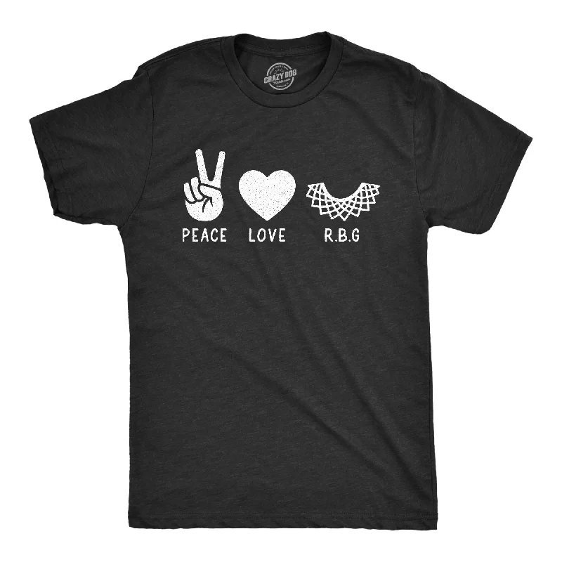 Men's short - sleeve linen t - shirts for summer beach outingsPeace Love RBG Men's T Shirt Men's short - sleeve linen t - shirts for summer beach outingsPeace Love RBG Men's T Shirt