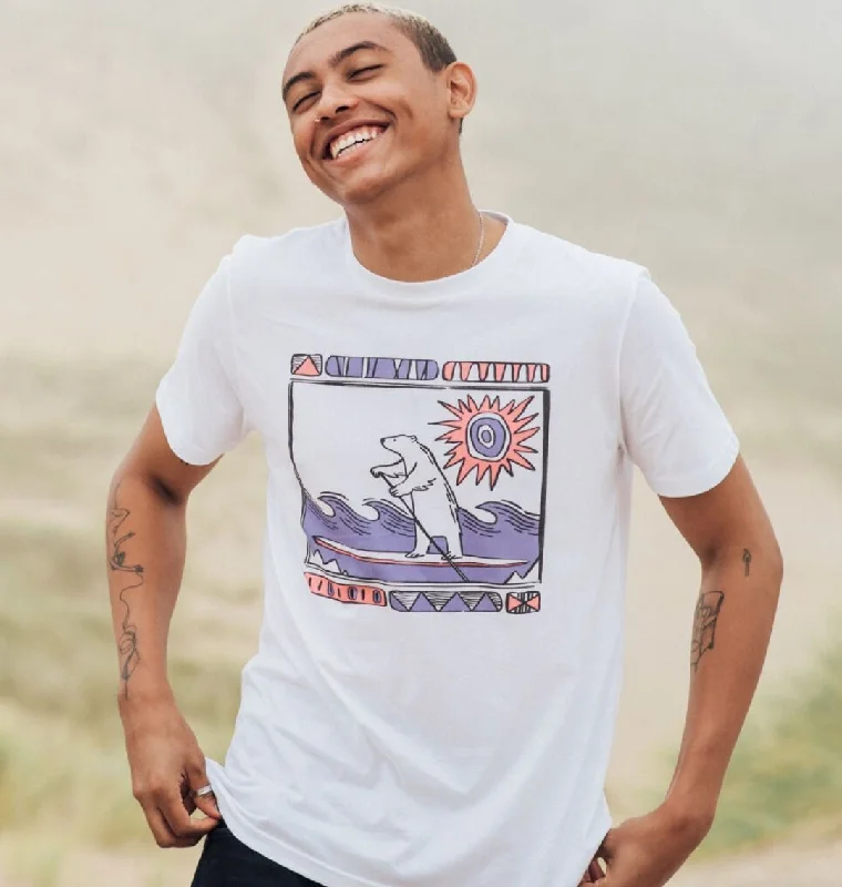 Men's printed Hawaiian t - shirts for tropical vacationsPolar Bear Paddleboard T-shirt Men's printed Hawaiian t - shirts for tropical vacationsPolar Bear Paddleboard T-shirt