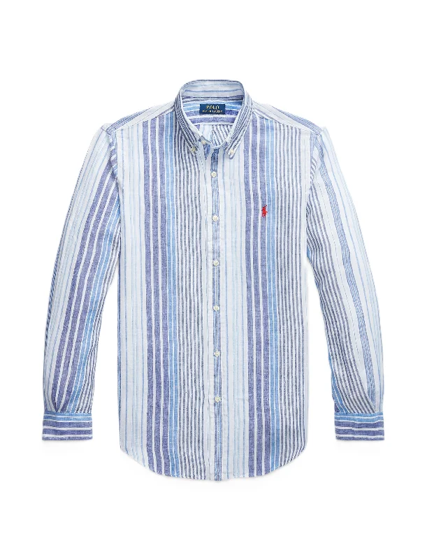 Men's vintage - inspired retro polo shirts with unique patternsPolo Ralph Lauren C/F Strp Linen Shirt Blue Multi Men's vintage - inspired retro polo shirts with unique patternsPolo Ralph Lauren C/F Strp Linen Shirt Blue Multi
