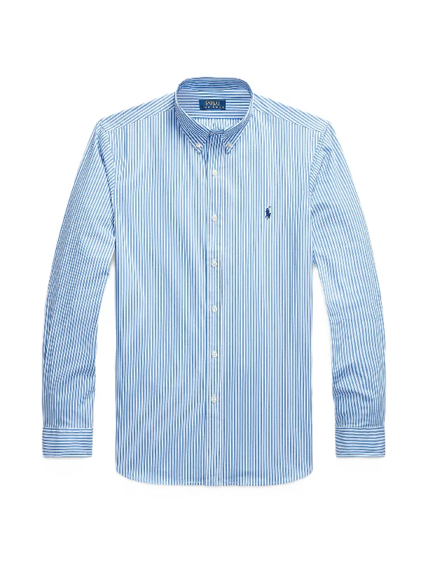 Men's jacquard woven polo shirts with intricate designsPolo Ralph Lauren C/F Strp Stretch Poplin Shirt Lt Blue/Wht Men's jacquard woven polo shirts with intricate designsPolo Ralph Lauren C/F Strp Stretch Poplin Shirt Lt Blue/Wht