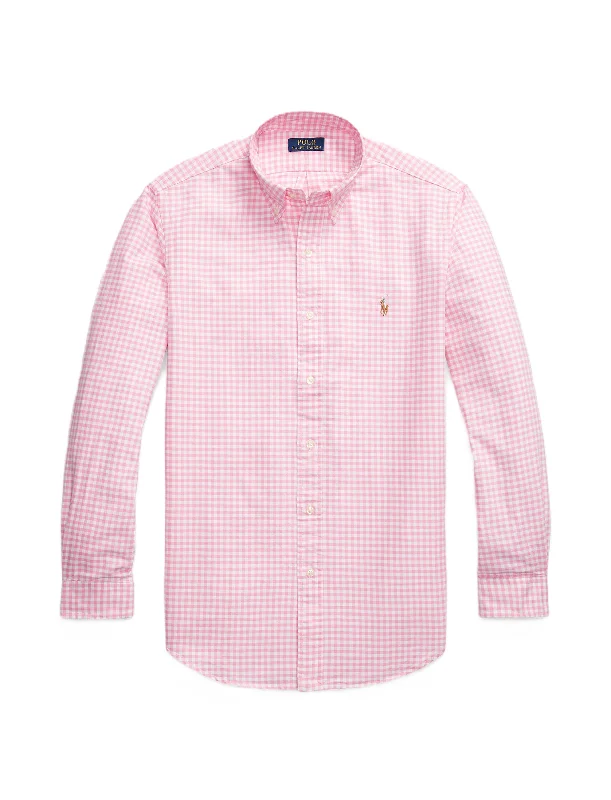 Men's long sleeve classic fit polo shirts with embroidered logosPolo Ralph Lauren Custom Fit Gingham Oxford Shirt Pink/Wh Men's long sleeve classic fit polo shirts with embroidered logosPolo Ralph Lauren Custom Fit Gingham Oxford Shirt Pink/Wh