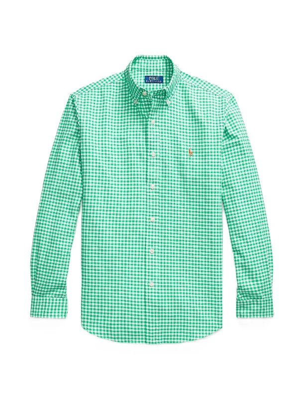 Men's reversible polo shirts with two different looksPolo Ralph Lauren Custom Fit Gingham Oxford Shirt Emerald/Wht Men's reversible polo shirts with two different looksPolo Ralph Lauren Custom Fit Gingham Oxford Shirt Emerald/Wht
