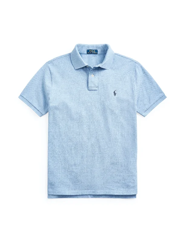 Men's ribbed cuffs and hem polo shirts for a textured lookPolo Ralph Lauren Custom Slim Polo Blue Men's ribbed cuffs and hem polo shirts for a textured lookPolo Ralph Lauren Custom Slim Polo Blue