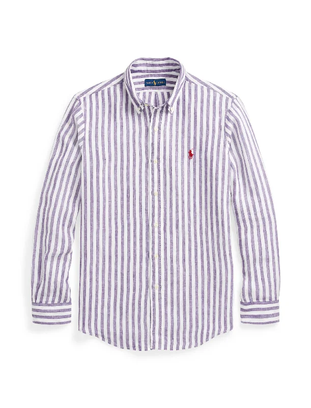 Men's antimicrobial polo shirts for odor - free daily wearPolo Ralph Lauren Custom Strp Linen Shirt Blue/Wht