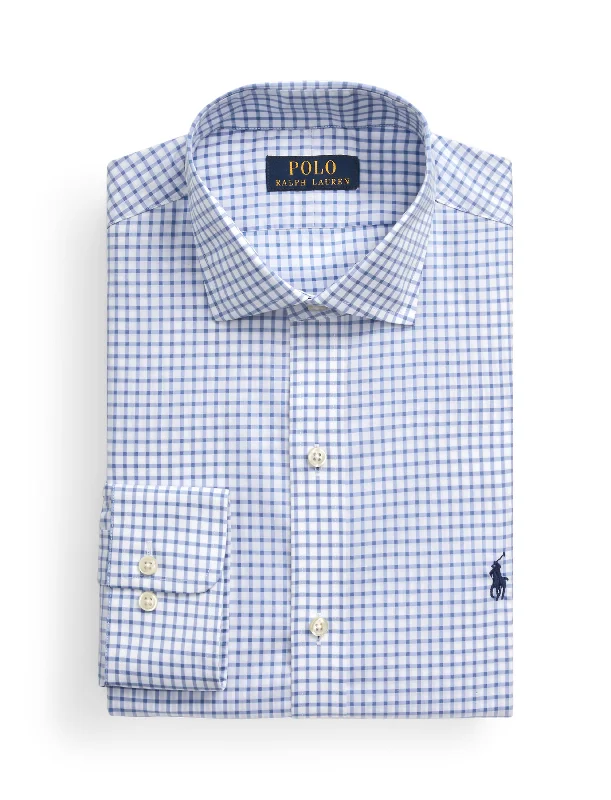 Men's ribbed cuffs and hem polo shirts for a textured lookPolo Ralph Lauren Slim Fit Checked Poplin Shirt Blue/White Men's ribbed cuffs and hem polo shirts for a textured lookPolo Ralph Lauren Slim Fit Checked Poplin Shirt Blue/White