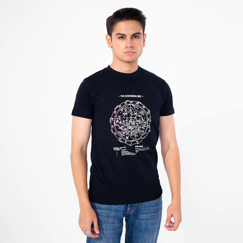 Men's high - collar polo shirts with a modern twistPolo Republica Men's Northern Sky Printed Crew Neck Tee Shirt Men's high - collar polo shirts with a modern twistPolo Republica Men's Northern Sky Printed Crew Neck Tee Shirt