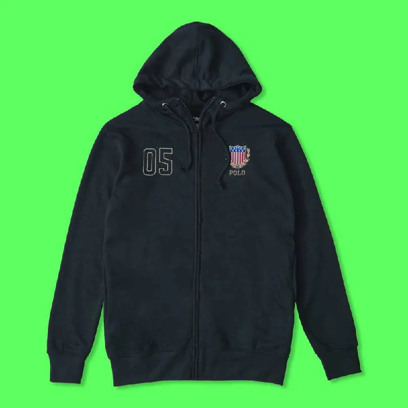 Men's UV - protected polo shirts for outdoor gardeningPolo Republica Men's Polo 05 Embroidered Terry Zipper Hoodie