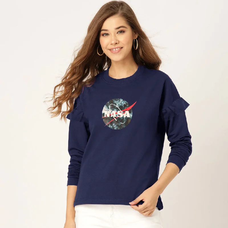 Men's budget - friendly basic polo shirts in multiple colorsPolo Republica Women's Frill Shoulder Nasa Printed Fleece Sweatshirt Men's budget - friendly basic polo shirts in multiple colorsPolo Republica Women's Frill Shoulder Nasa Printed Fleece Sweatshirt