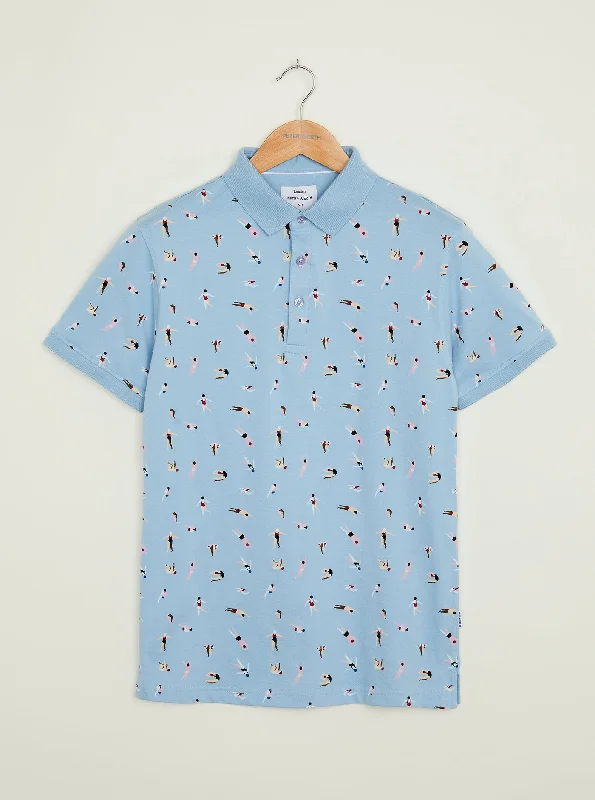 Men's ribbed cuffs and hem polo shirts for a textured lookQuirke Polo - Light Blue