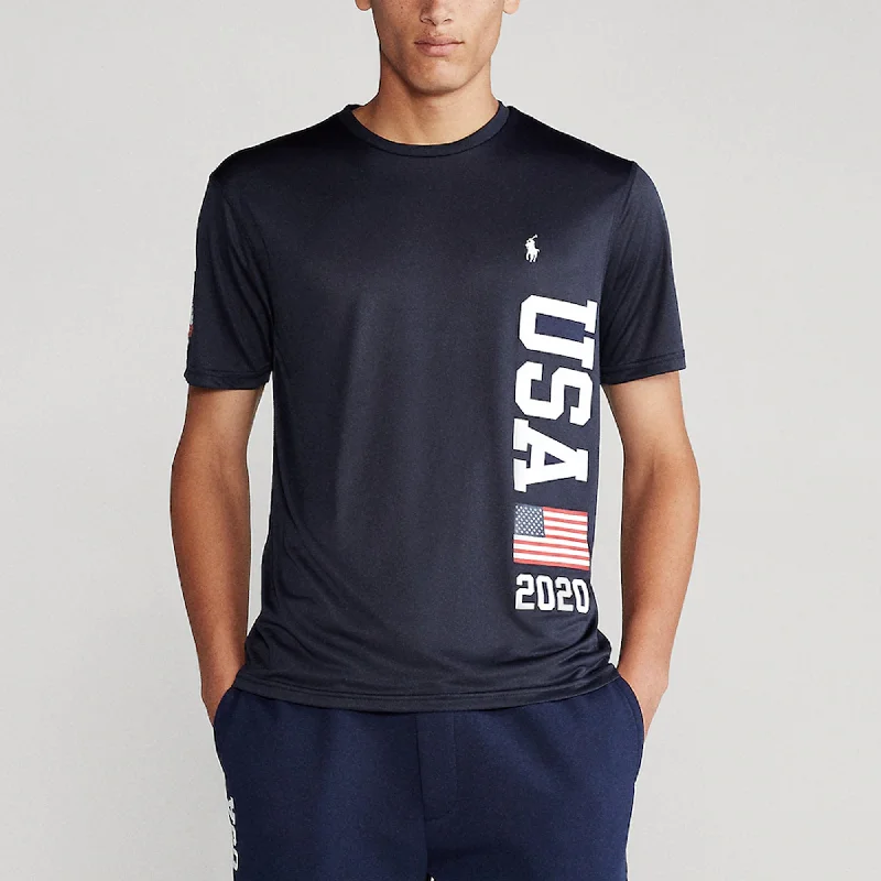 Men's lightweight performance polo shirts for tennis matchesRL - Men 'Black' Team USA 2020 Summer Olympics Wordmark T-Shirt PR400 Men's lightweight performance polo shirts for tennis matchesRL - Men 'Black' Team USA 2020 Summer Olympics Wordmark T-Shirt PR400