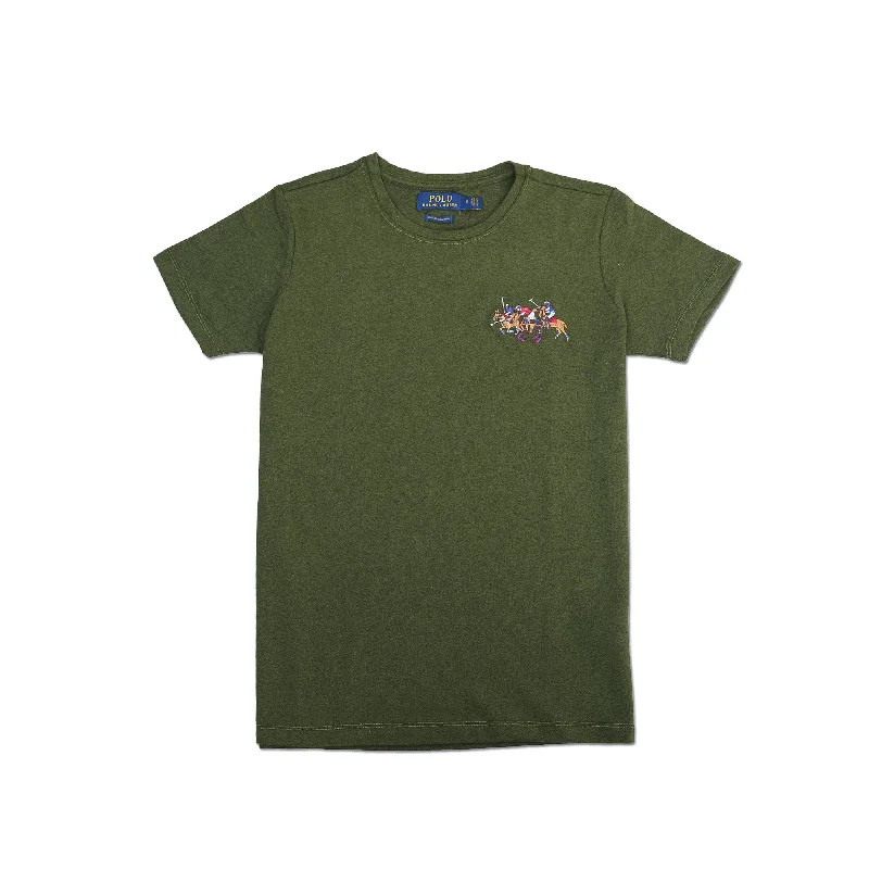 Men's jacquard woven polo shirts with intricate designsRL - Men 'Olive' With logo Round Neck Slim Fit T-shirt RL236 Men's jacquard woven polo shirts with intricate designsRL - Men 'Olive' With logo Round Neck Slim Fit T-shirt RL236