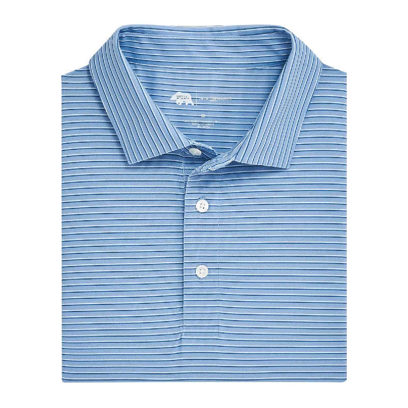 Men's stretchable athletic polo shirts for fitness workoutsScout Stripe Performance Polo - Endless Sky Men's stretchable athletic polo shirts for fitness workoutsScout Stripe Performance Polo - Endless Sky