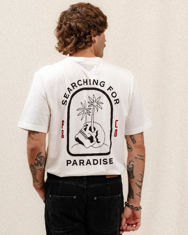 Men's long - sleeve henley t - shirts with button - down placketsSearching For Paradise T-Shirt - Off White Men's long - sleeve henley t - shirts with button - down placketsSearching For Paradise T-Shirt - Off White