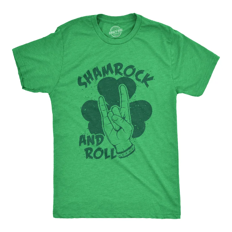 Men's button - front t - shirts with a unique artistic printShamrock And Roll Men's T Shirt Men's button - front t - shirts with a unique artistic printShamrock And Roll Men's T Shirt
