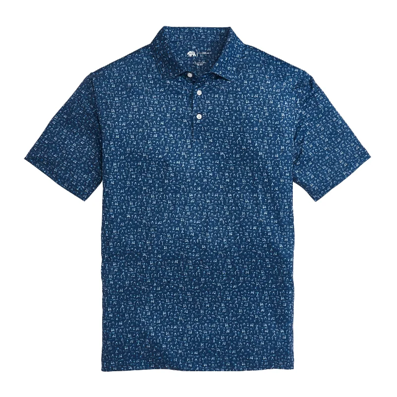 Men's vintage - inspired retro polo shirts with unique patternsSidecar Printed Performance Polo - Blue Horizon