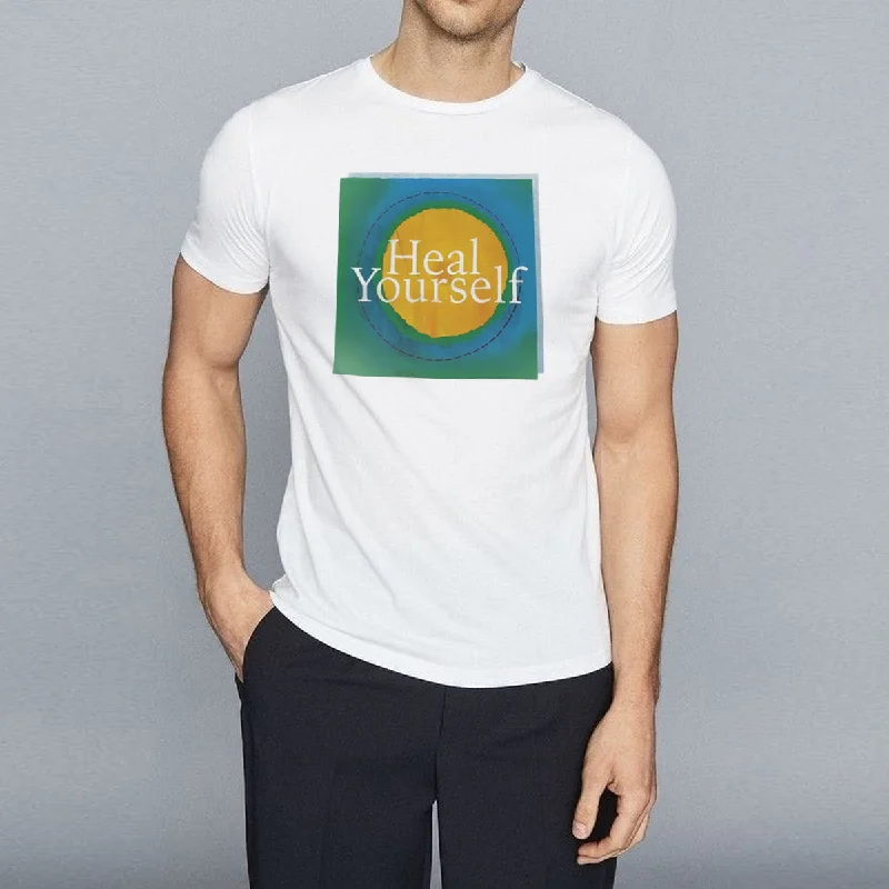 Men's stretchable athletic polo shirts for fitness workoutsSP - Men 'White' Streachable Round-Neck Printed T-Shirt SP877 Men's stretchable athletic polo shirts for fitness workoutsSP - Men 'White' Streachable Round-Neck Printed T-Shirt SP877