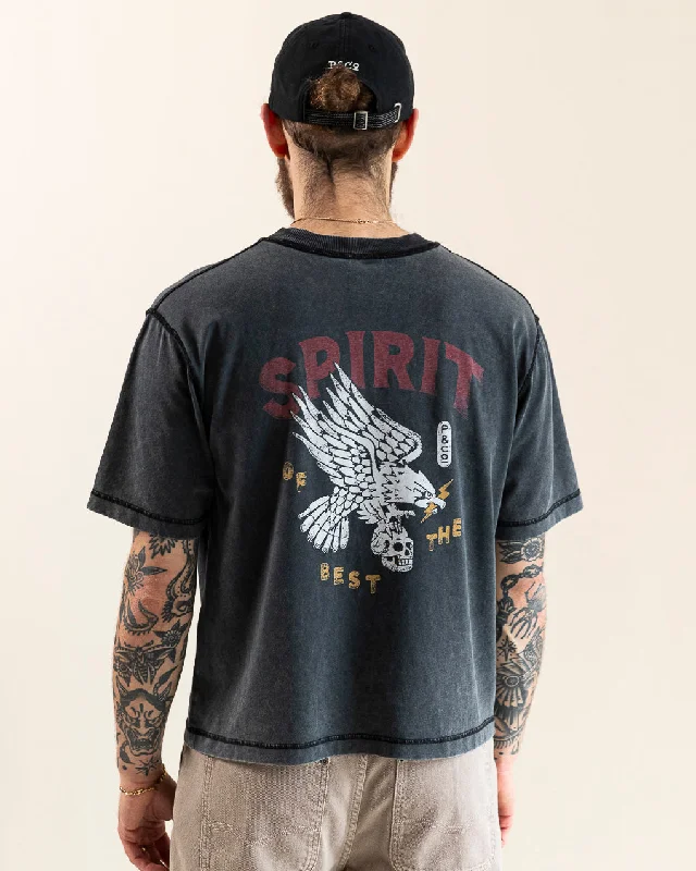 Men's mock - neck t - shirts with a modern and sleek styleSpirit Boxy T-shirt - Acid Wash Men's mock - neck t - shirts with a modern and sleek styleSpirit Boxy T-shirt - Acid Wash