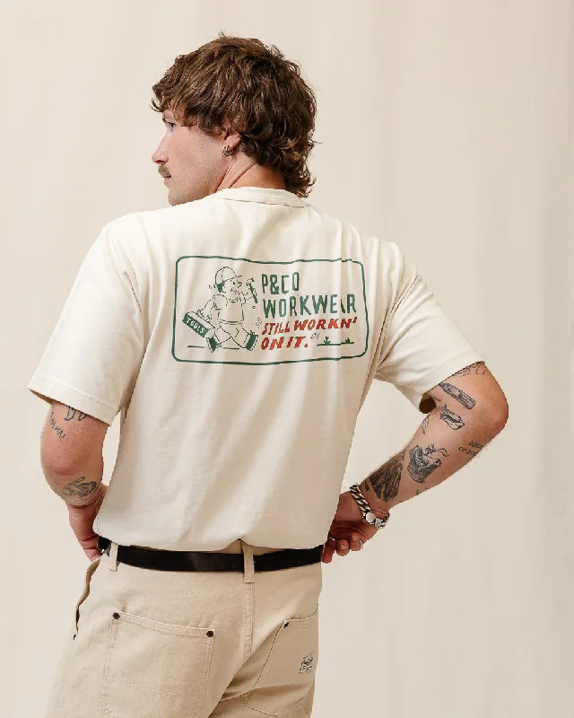 Men's thermal t - shirts with a high - neck design for cold weatherStill Workin' On It T-Shirt - Bone Men's thermal t - shirts with a high - neck design for cold weatherStill Workin' On It T-Shirt - Bone