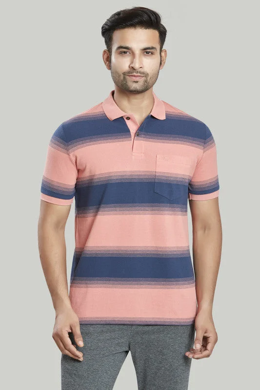 Men's slim fit short sleeve polo shirts with contrast collarsStripe Pique Polo